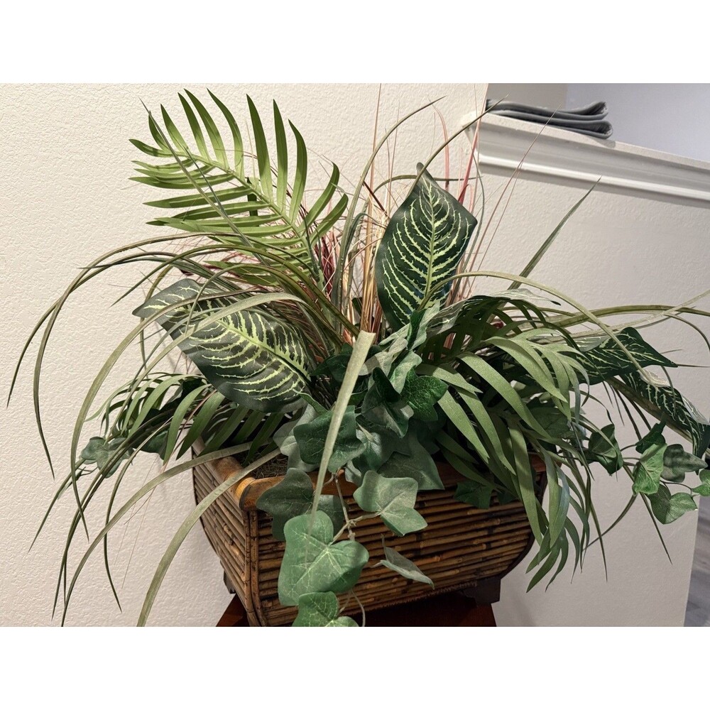 mixed foliage Collection Of Greenery plants & Cattails Zebra, Ferns,palms & Ivy